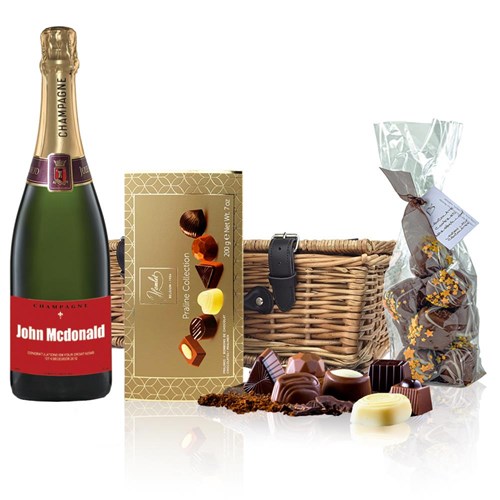 Personalised Champagne - Red Label And Chocolates Hamper